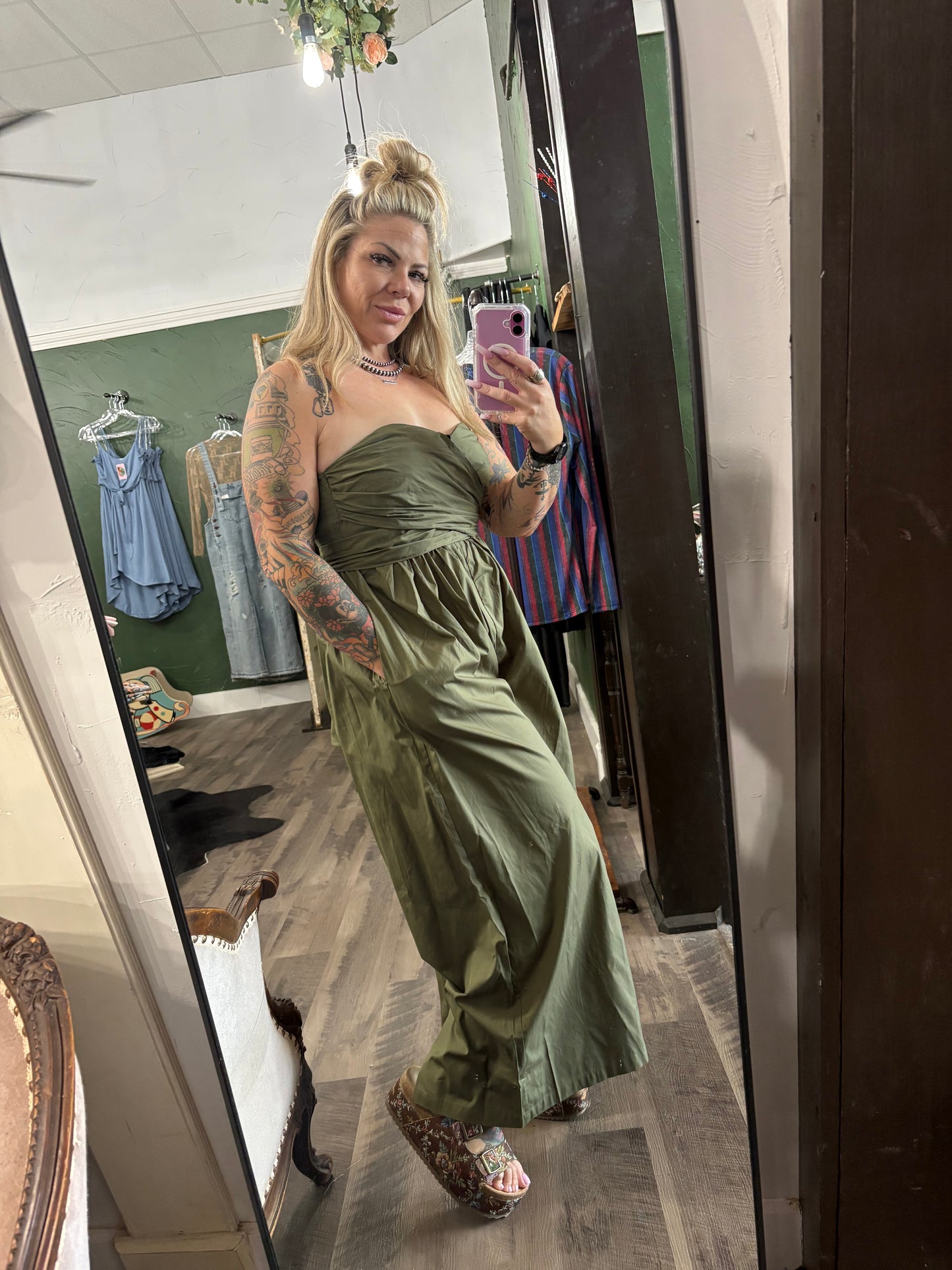 Wide-Leg Jumpsuit with Removable Straps and Lining