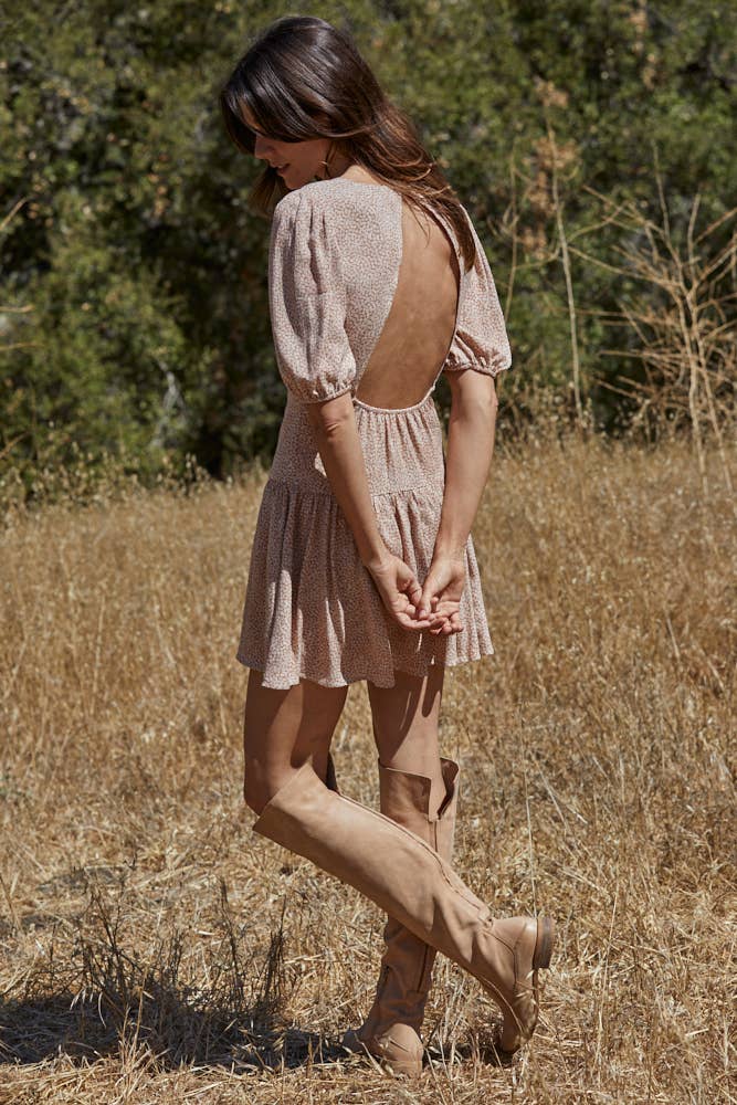 Western Aesthetic Rayon Crepe Ruffle Dress
