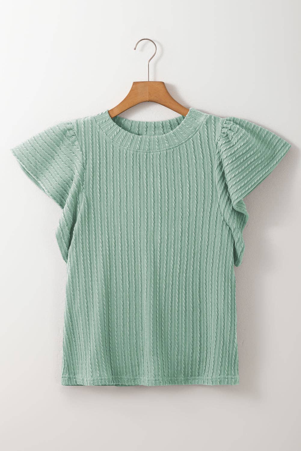 Mint Textured Flutter Sleeve Top