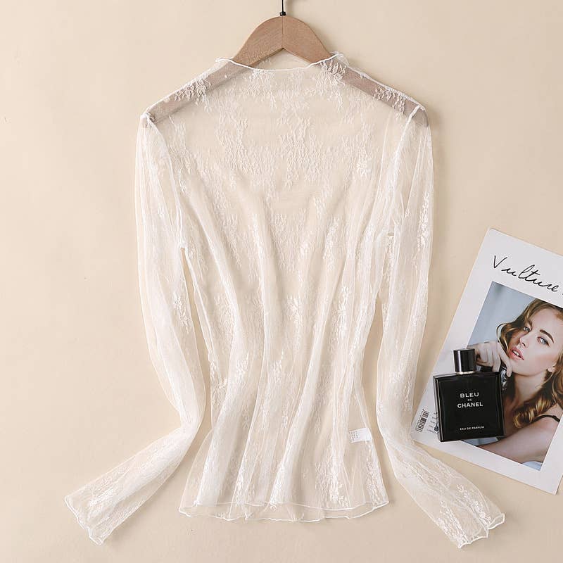 Semi Sheer Mesh Floral Lace