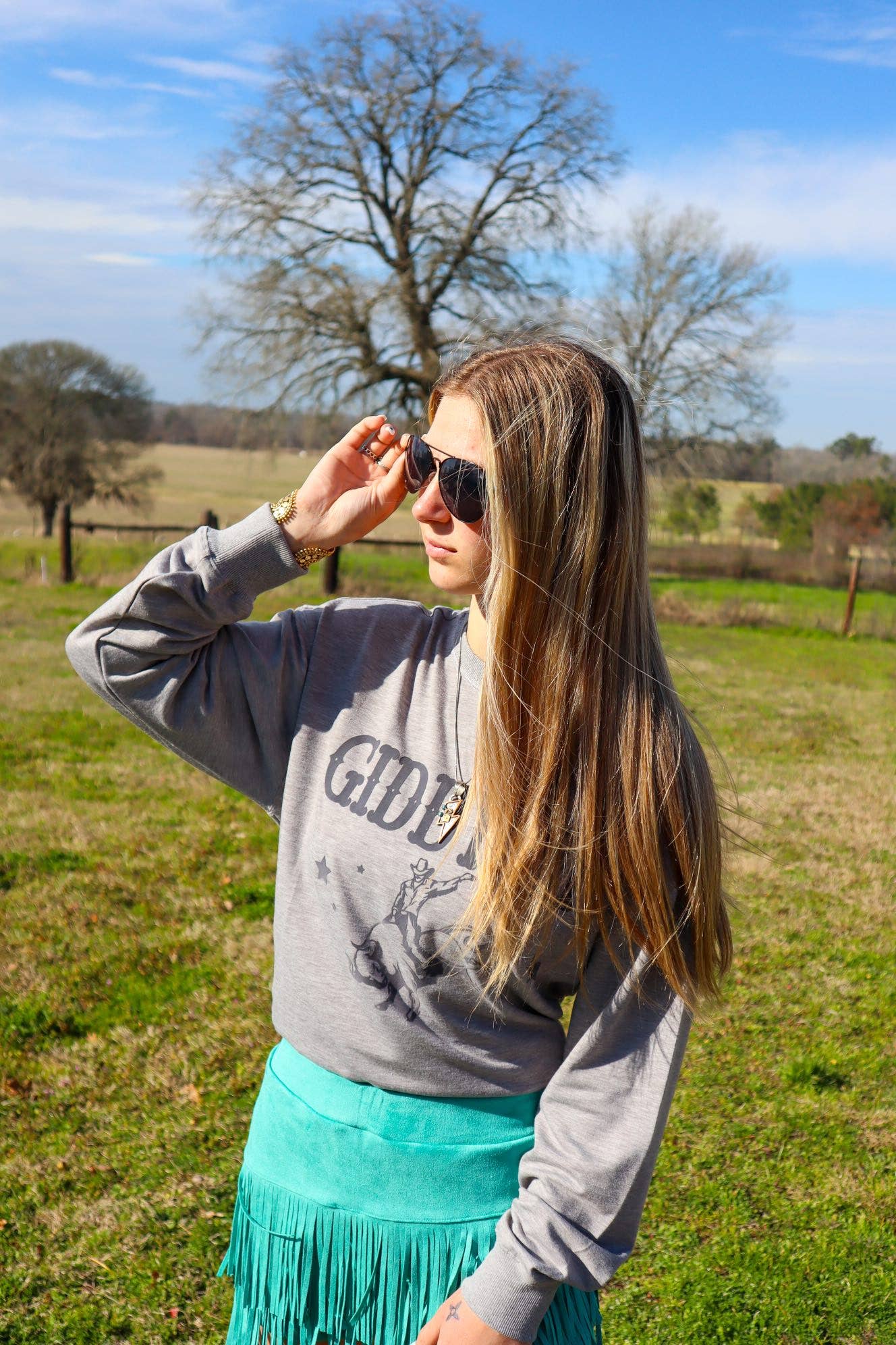 Giddy Up flocking light weight Sweatshirt