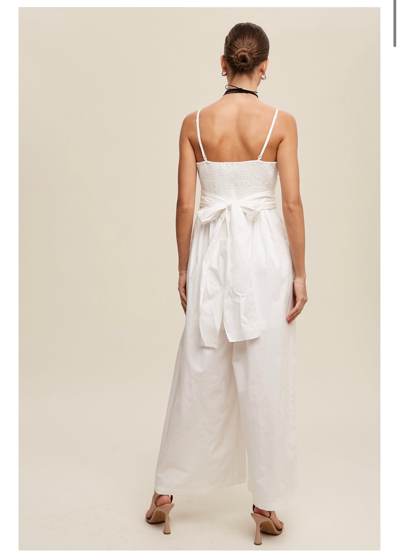 Wide-Leg Jumpsuit with Removable Straps and Lining