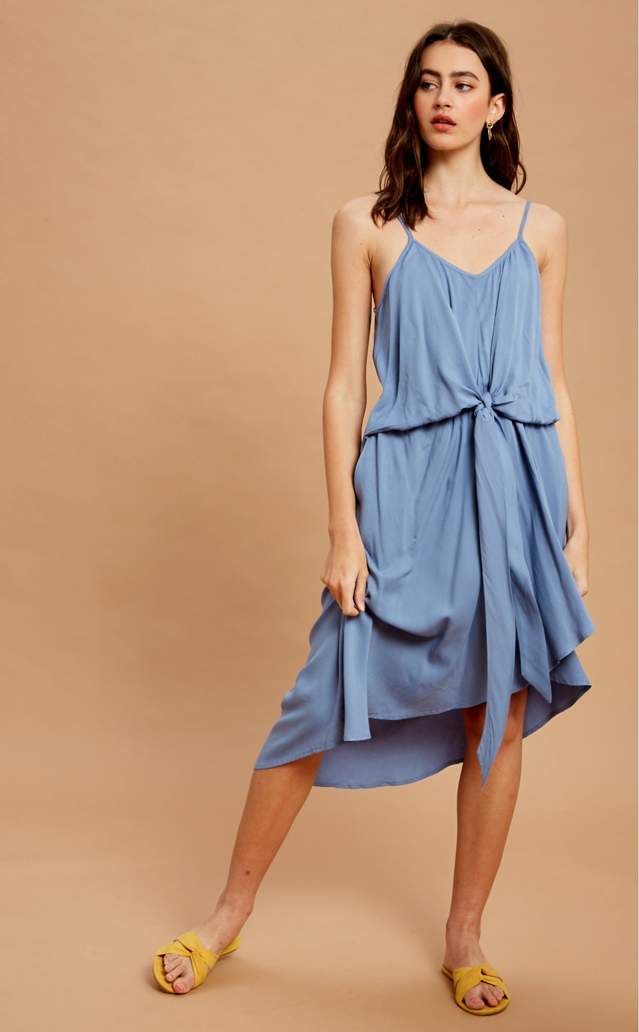 Effortless Elegance Flowy Draped Midi Dress