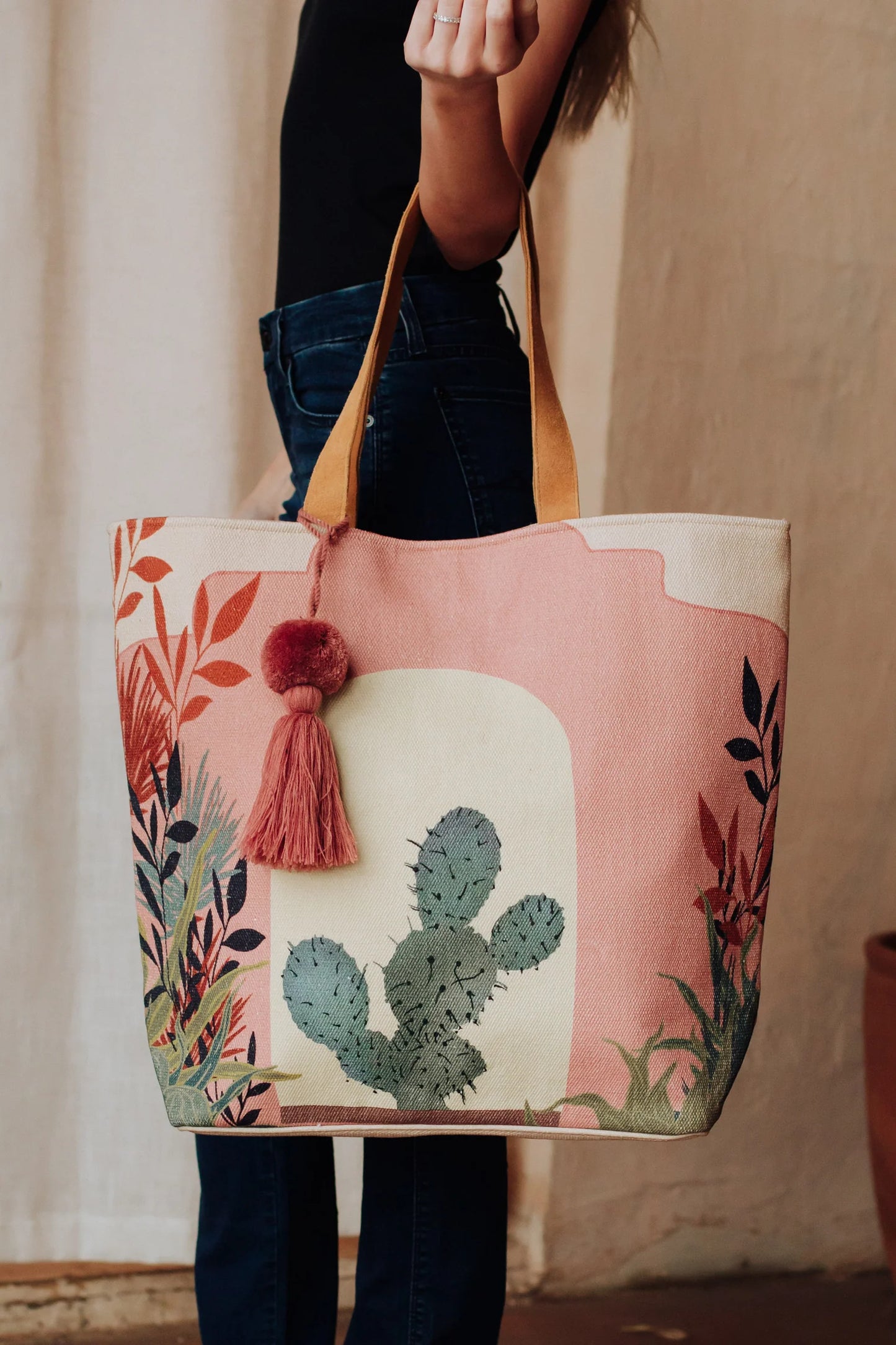 Pink cactus tote