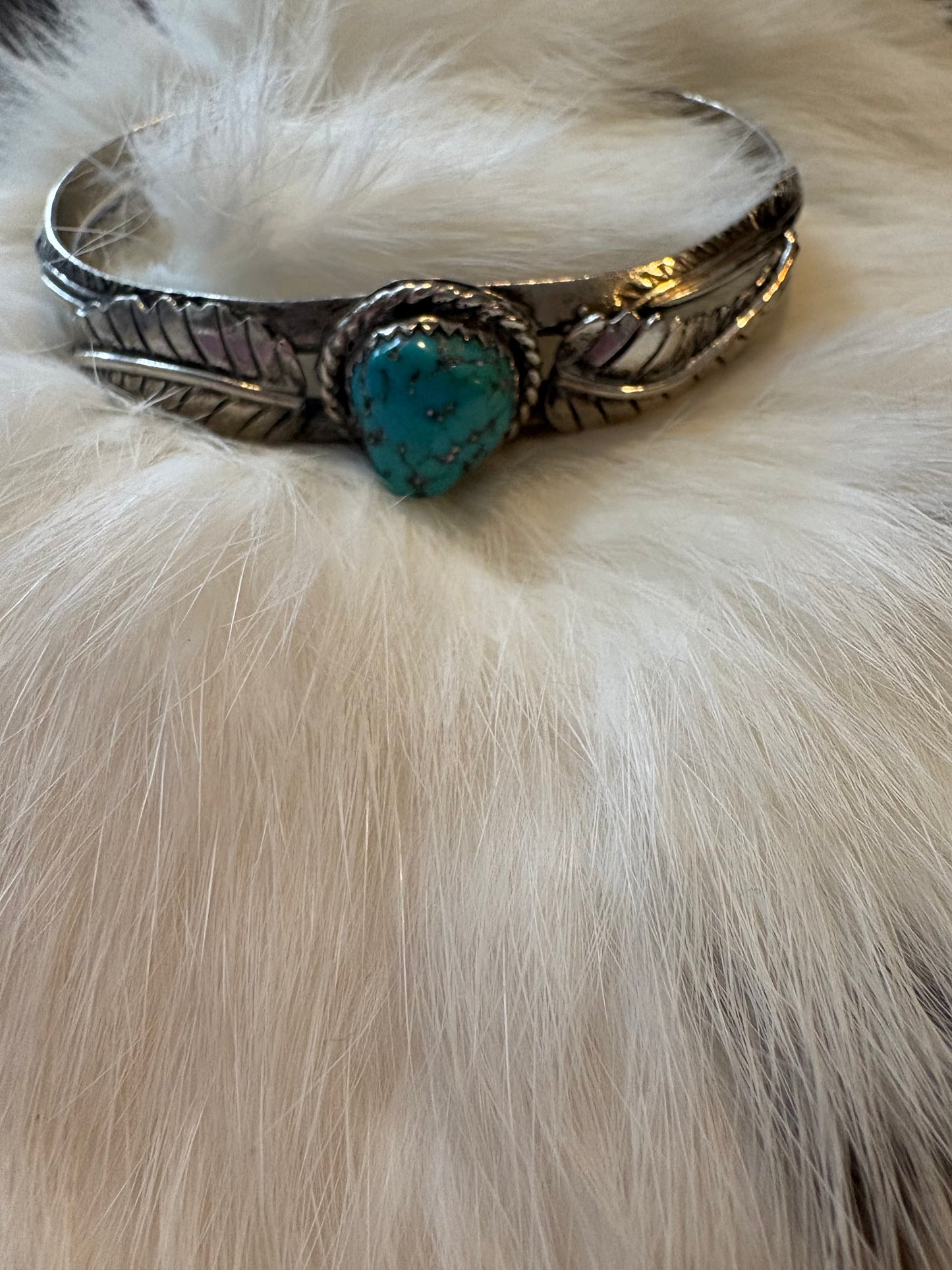 Silver flake turquoise cuff