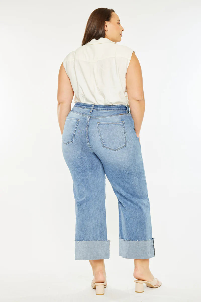 Leslie Essentials High Rise Crop Wide Leg Jeans (Plus Size)