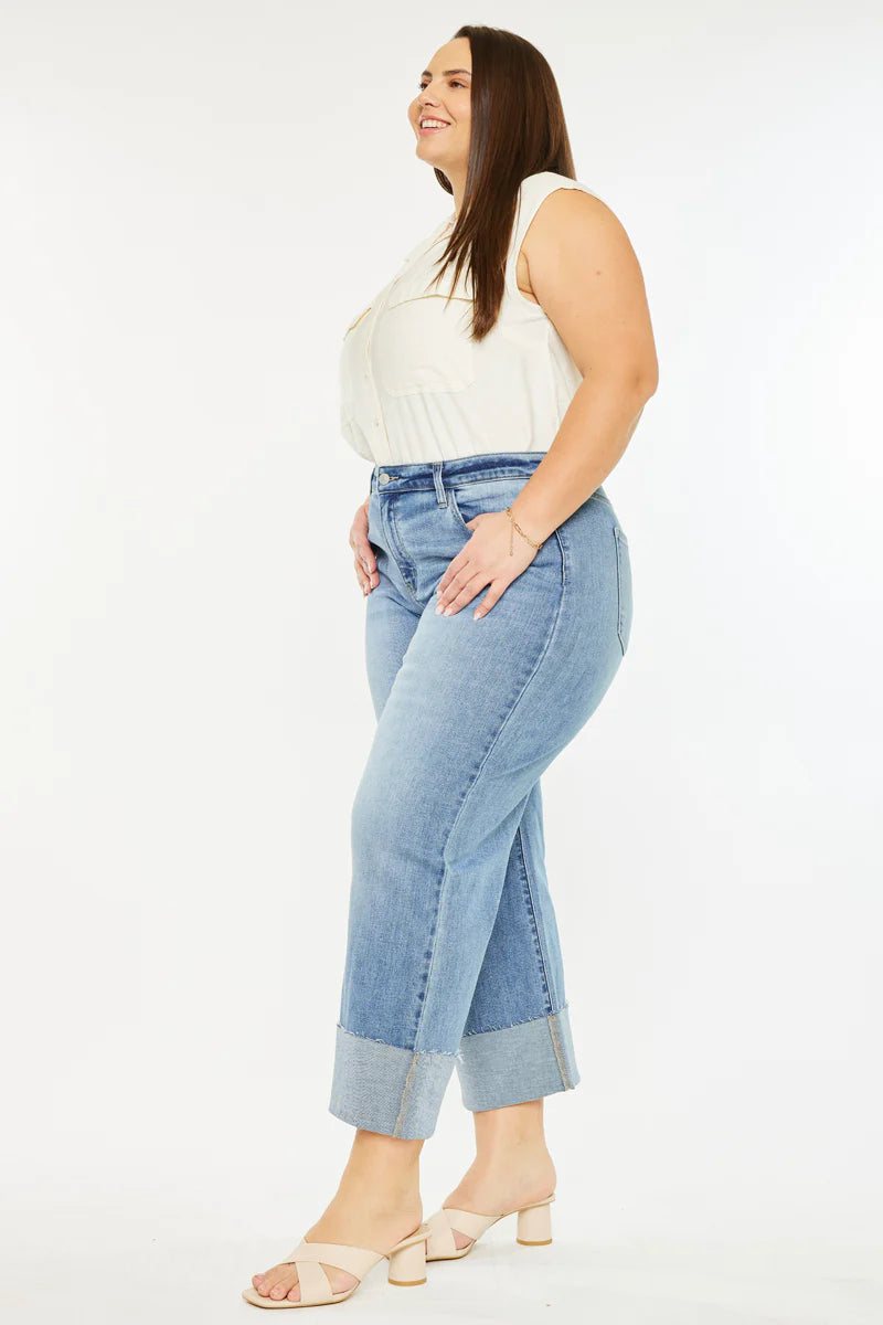 Leslie Essentials High Rise Crop Wide Leg Jeans (Plus Size)