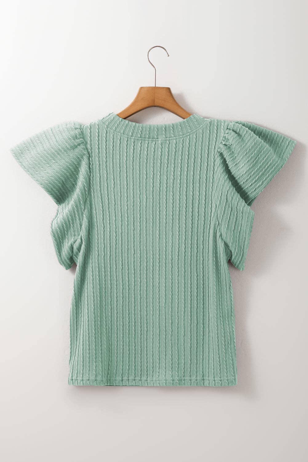 Mint Textured Flutter Sleeve Top