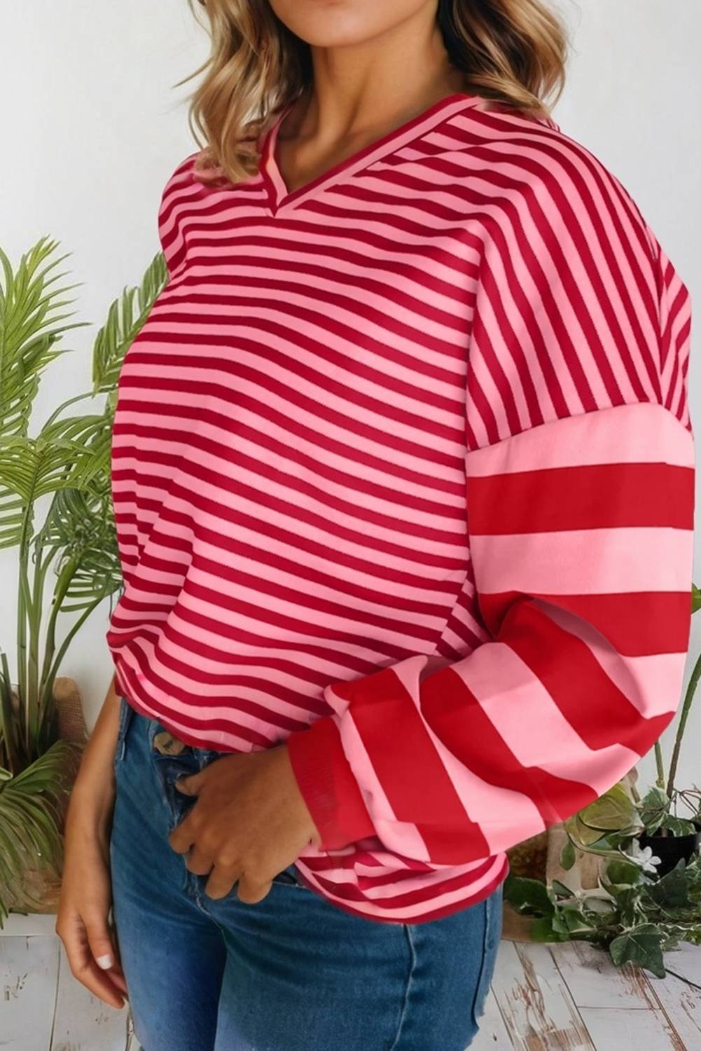 Striped Drop Shoulder
