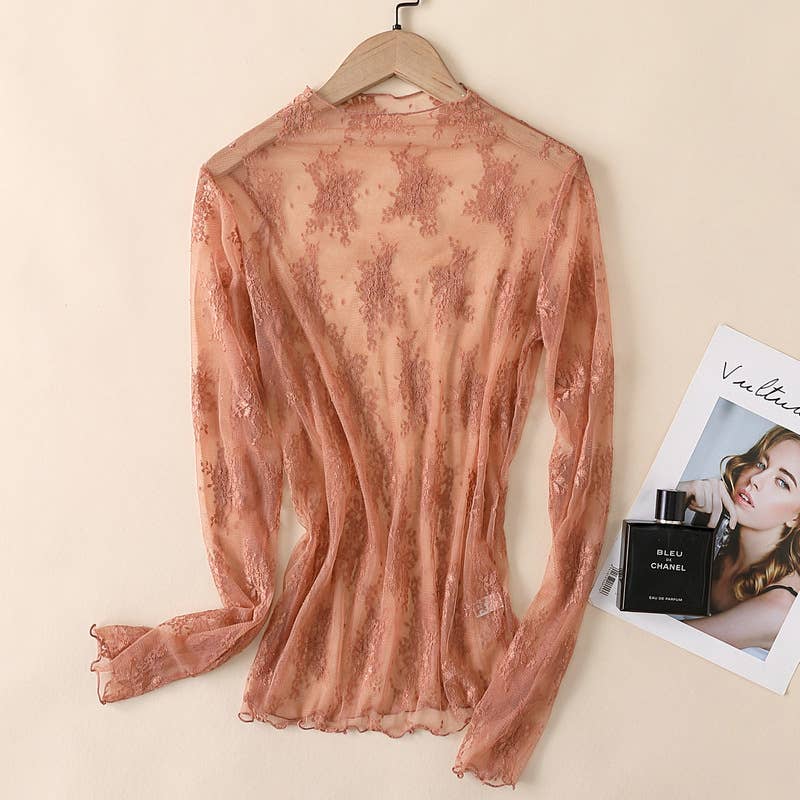 Semi Sheer Mesh Floral Lace