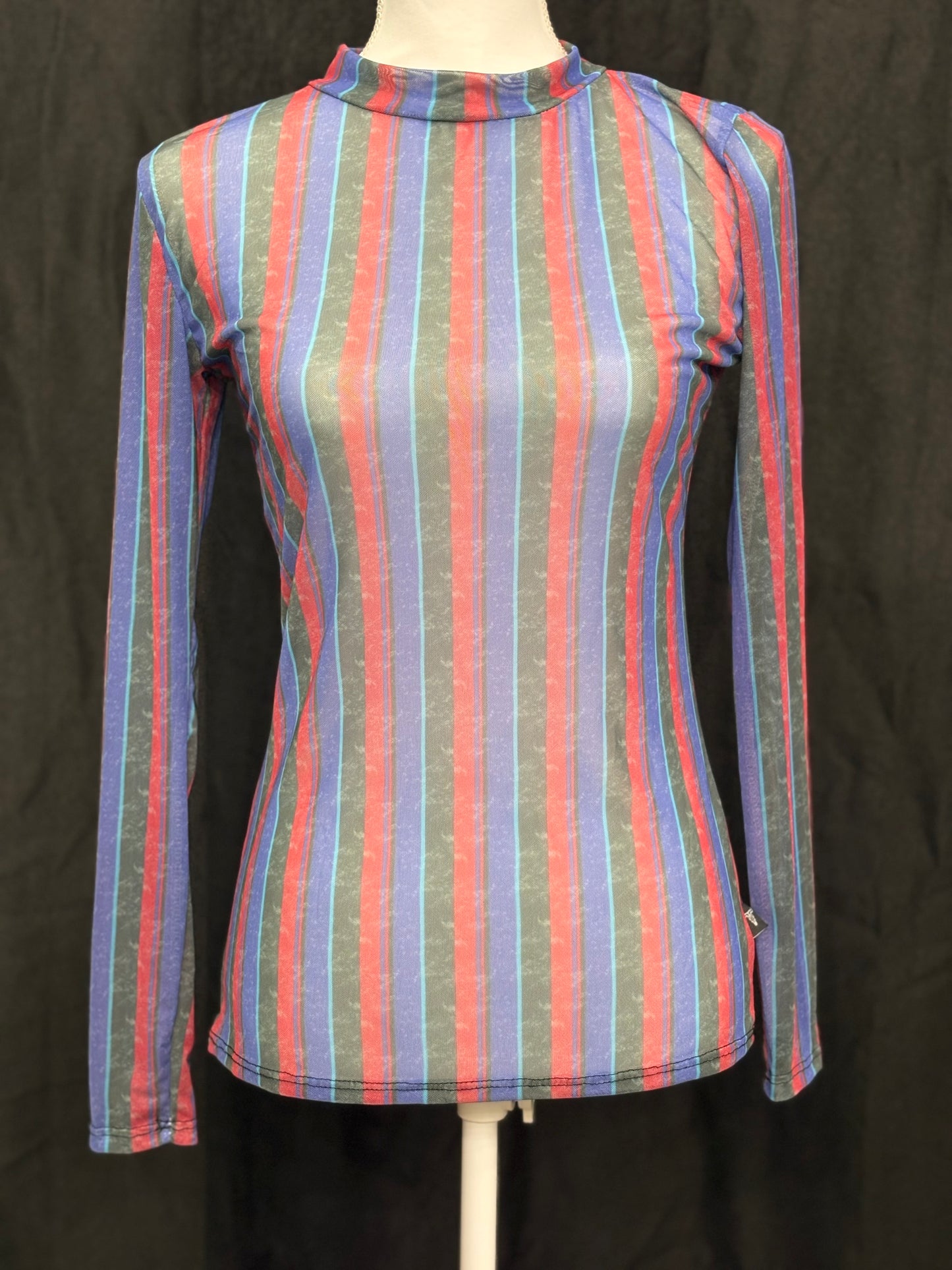 90’s Retro Stripes Mesh Top