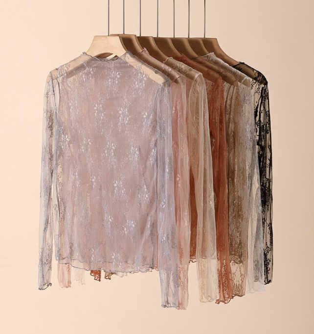 Semi Sheer Mesh Floral Lace