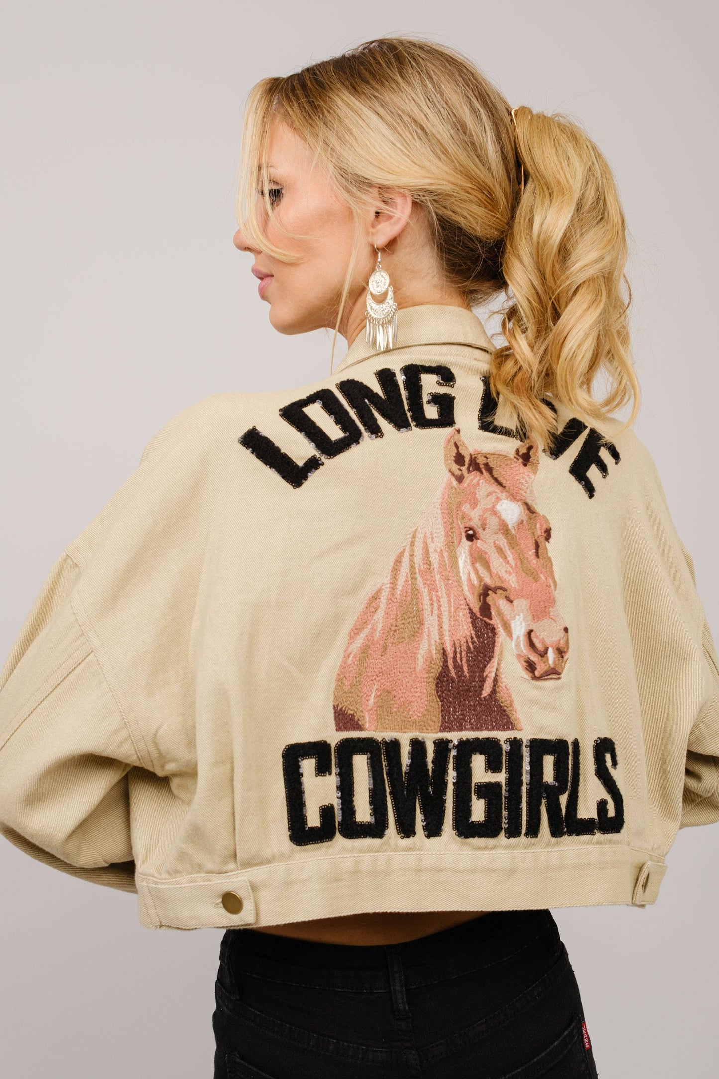 Long Live Cowgirls Patch Twill Denim Jacket
