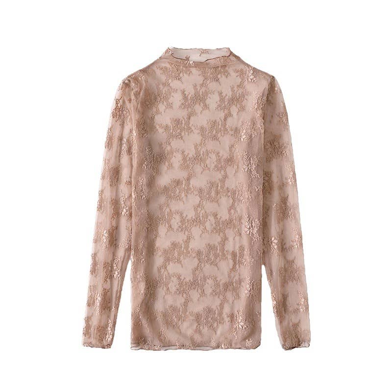 Semi Sheer Mesh Floral Lace