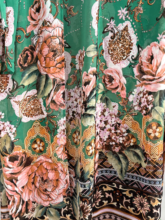 Peony Green kimono