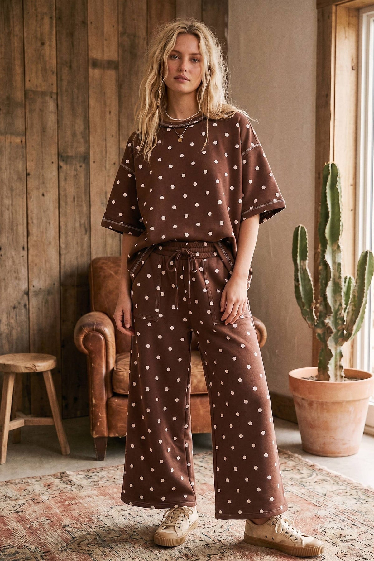 Heavy Scuba Polka Dot Short Sleeve Set