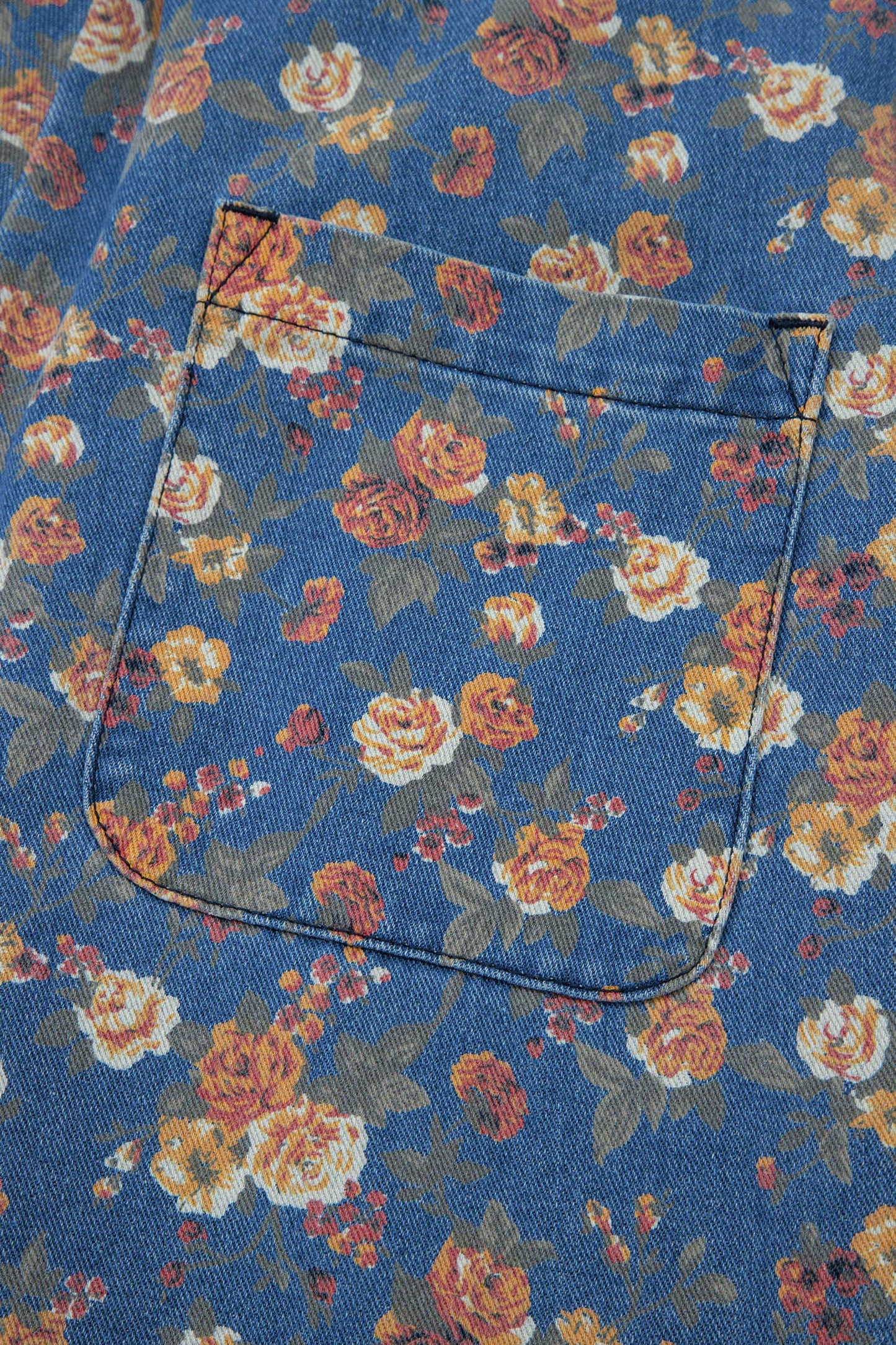 Vintage Floral Pleated Denim Overall