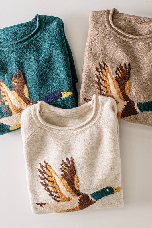 12W3779N-Mallard in Flight Sweater