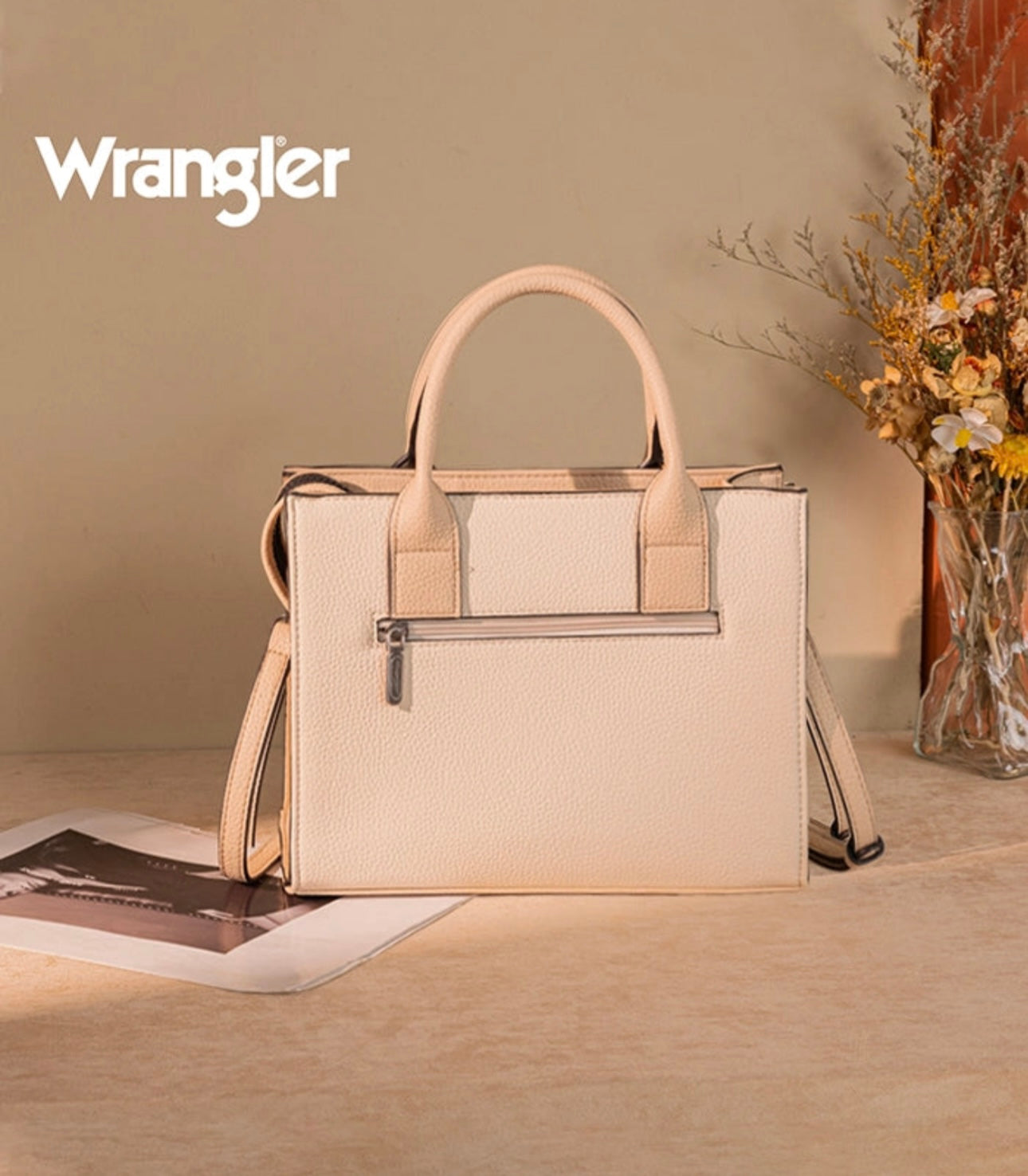 WRANGLER WHIPSTITCH LEATHER TOTE BAG