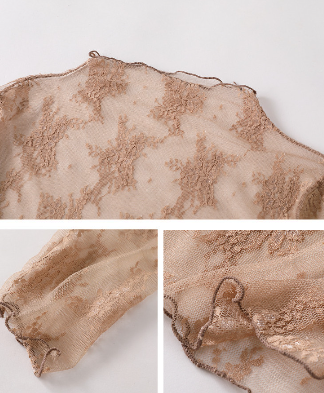 Semi Sheer Mesh Floral Lace