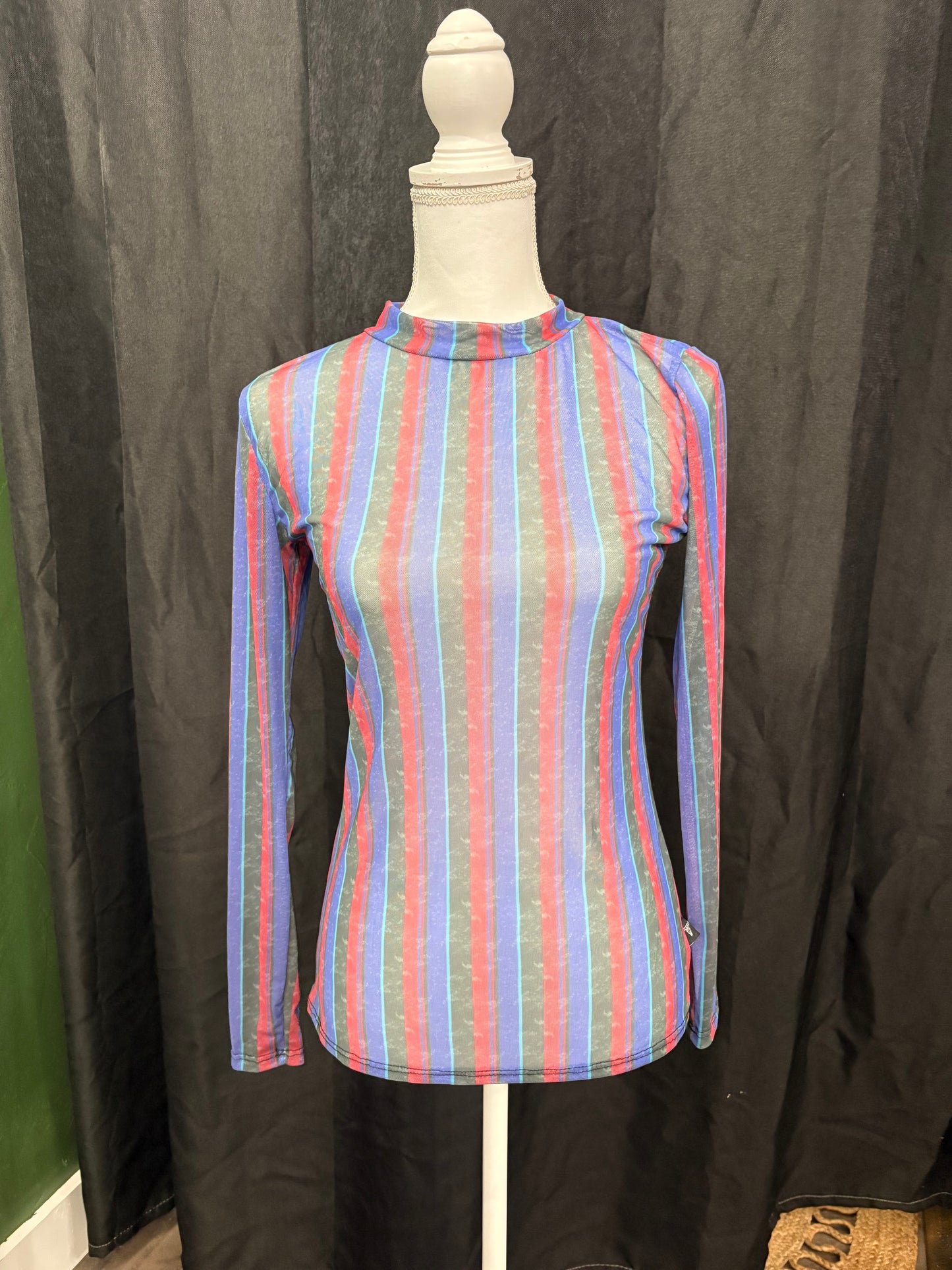 90’s Retro Stripes Mesh Top