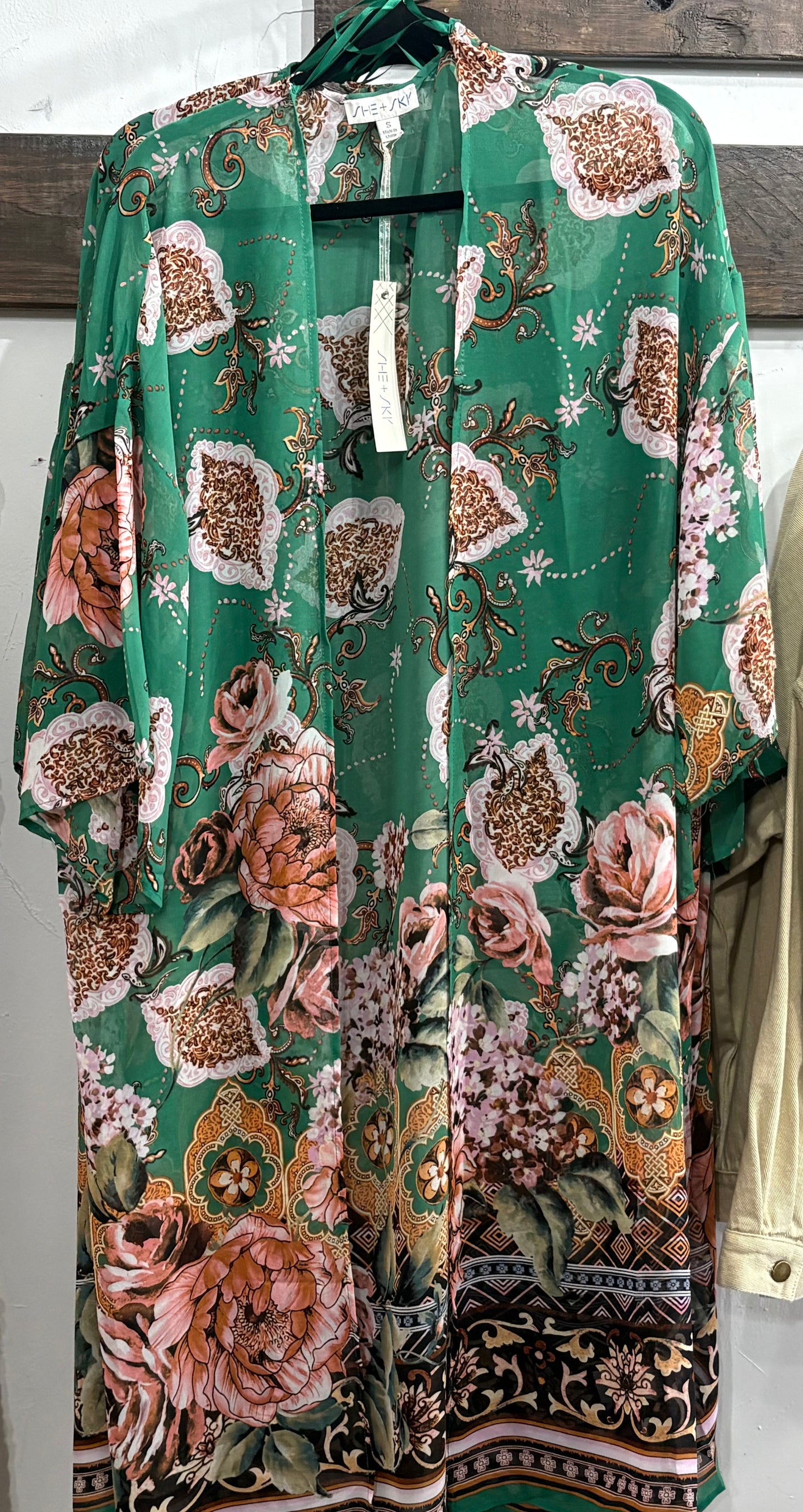 Peony Green kimono