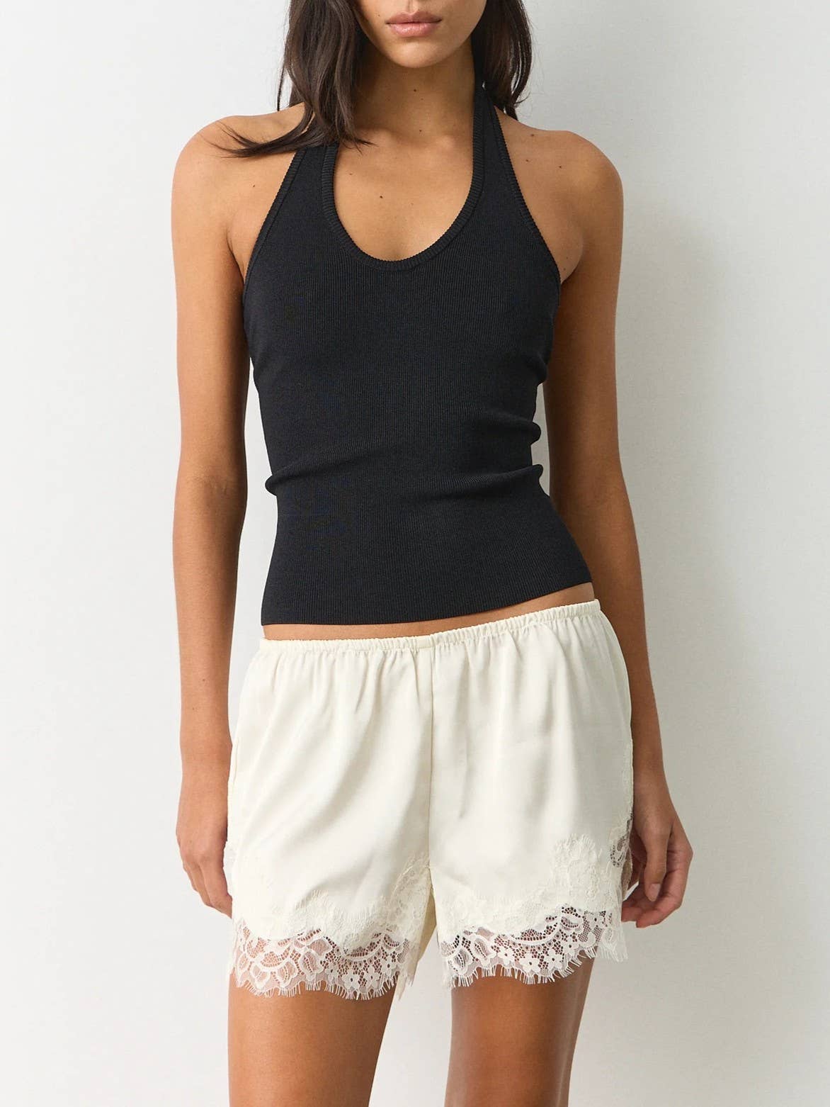 Satin Lace trim shorts