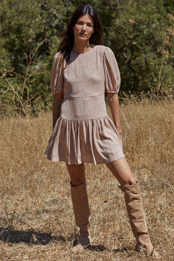 Western Aesthetic Rayon Crepe Ruffle Dress