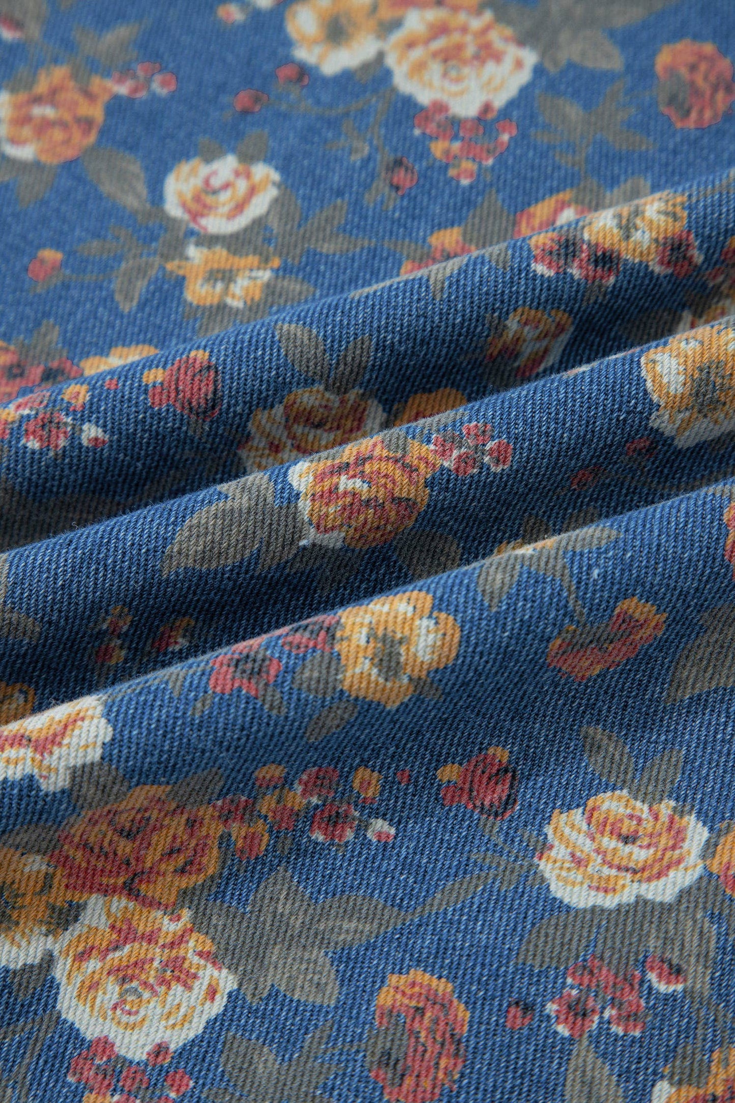 Vintage Floral Pleated Denim Overall