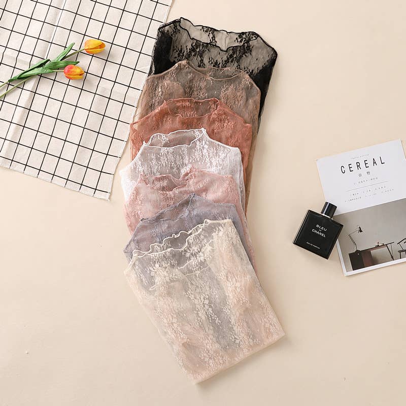 Semi Sheer Mesh Floral Lace