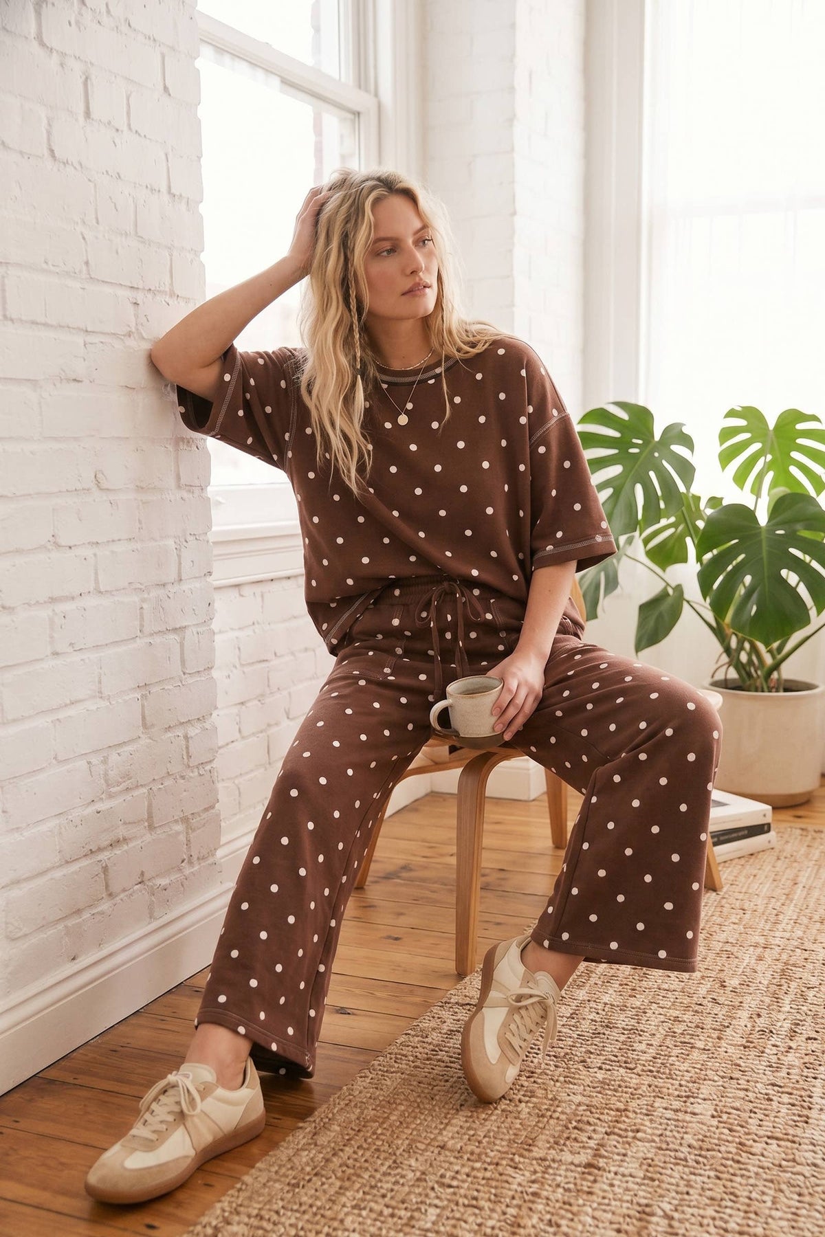 Heavy Scuba Polka Dot Short Sleeve Set