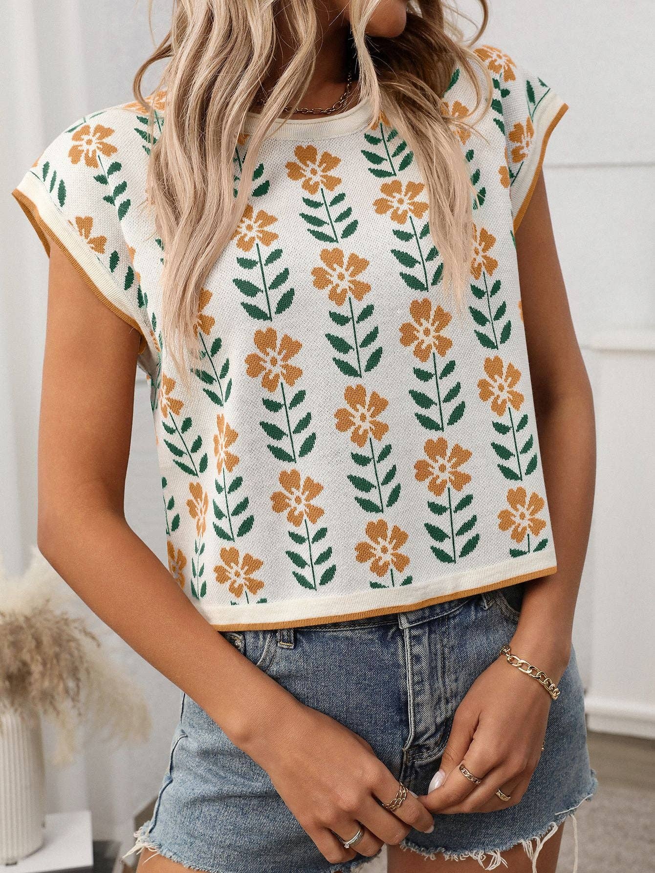 Floral Knit Crop Top