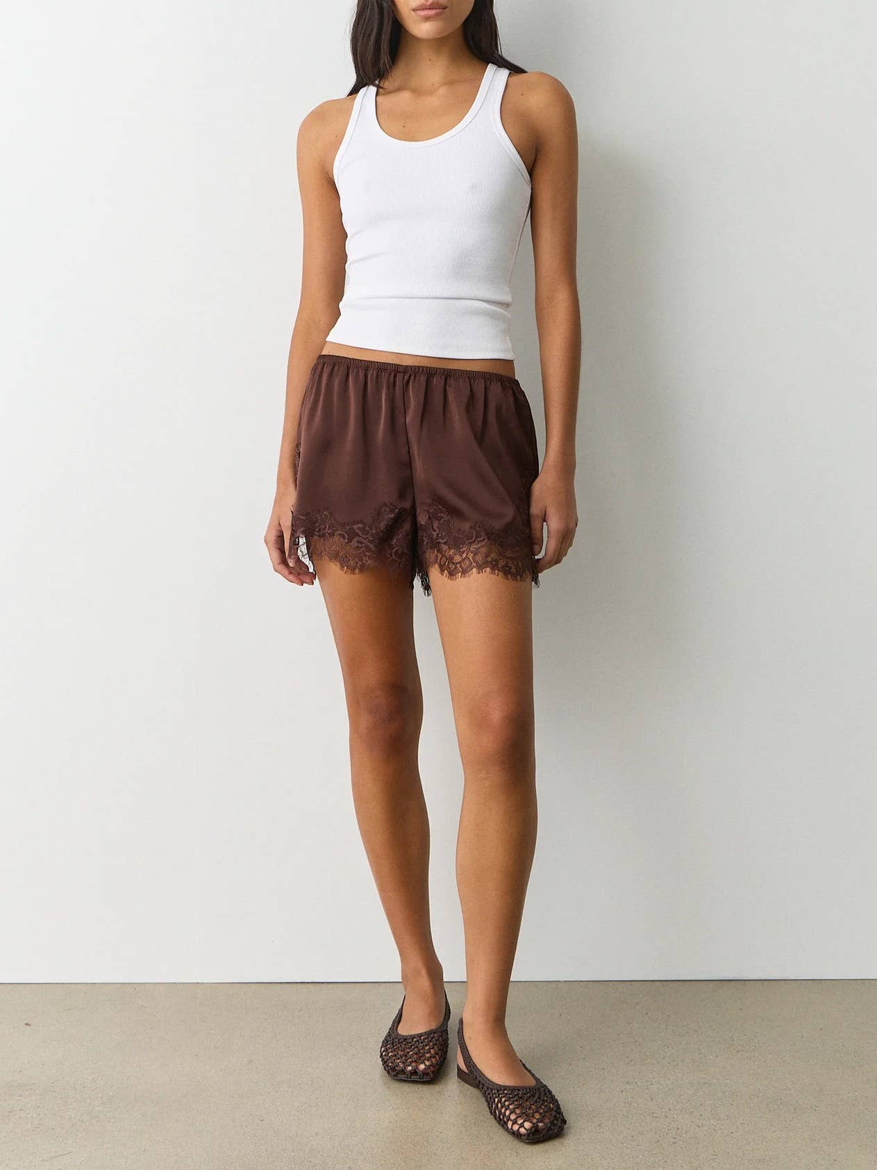 Satin Lace trim shorts
