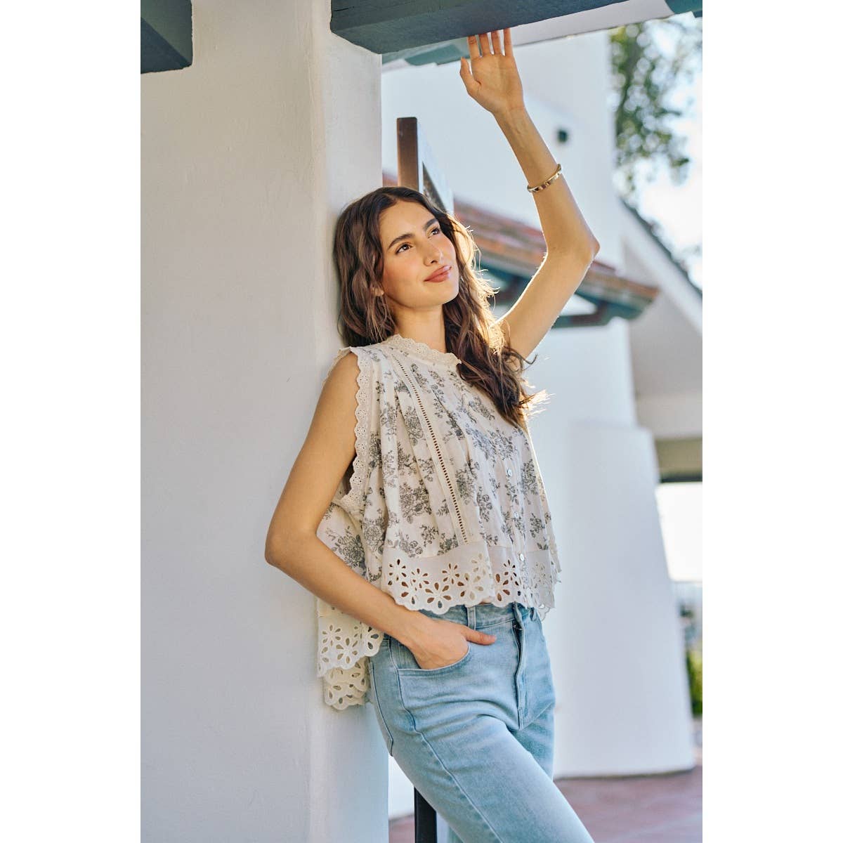 VINTAGE FLORAL BUTTON BLOUSE