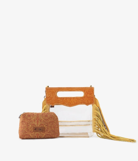 MONTANA WEST TOP HANDLE CLEAR FRINGE CROSSBODY SET