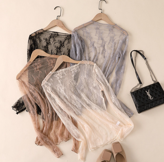 Semi Sheer Mesh Floral Lace