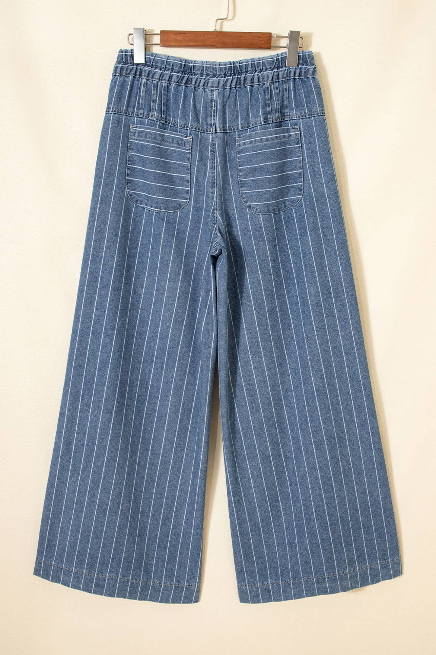 Button Pleated Drawstring Waist Casual Wide Leg Jeans