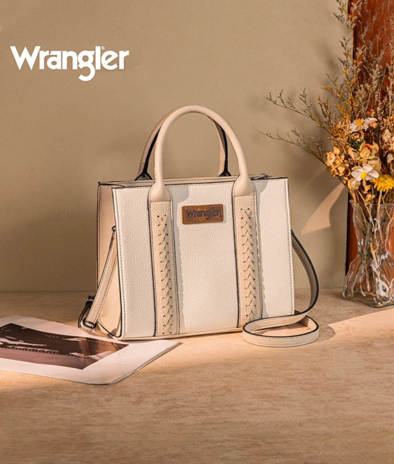 WRANGLER WHIPSTITCH LEATHER TOTE BAG