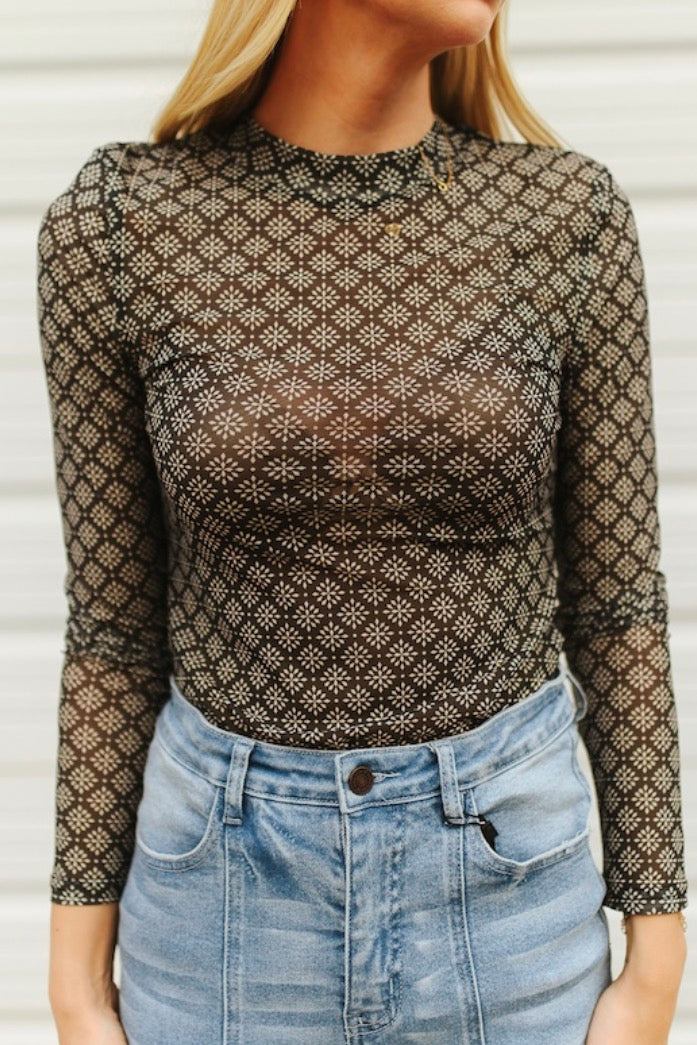 Aztec Flower mesh top
