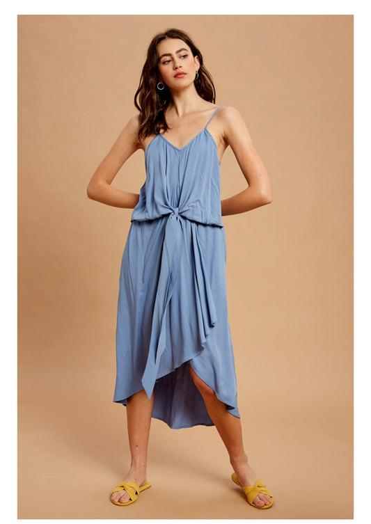 Effortless Elegance Flowy Draped Midi Dress