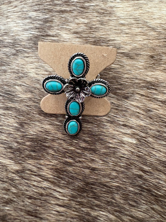 Turquoise cross ring