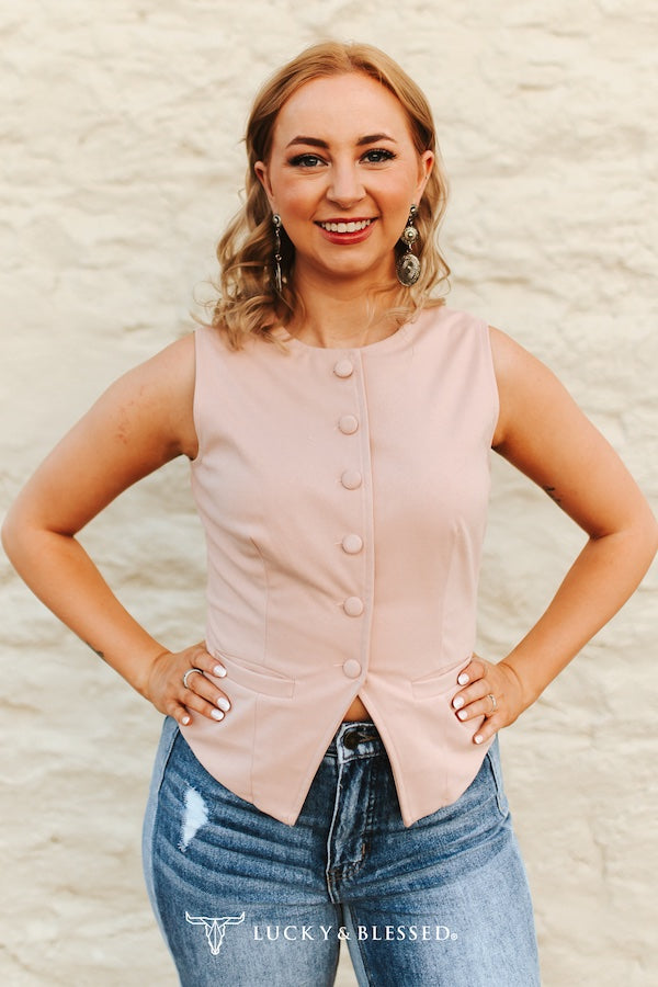 Suede Button Vest