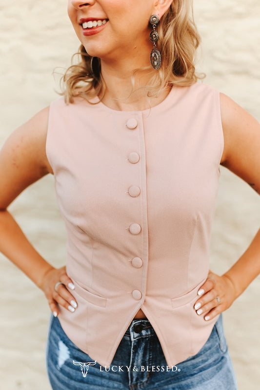 Suede Button Vest