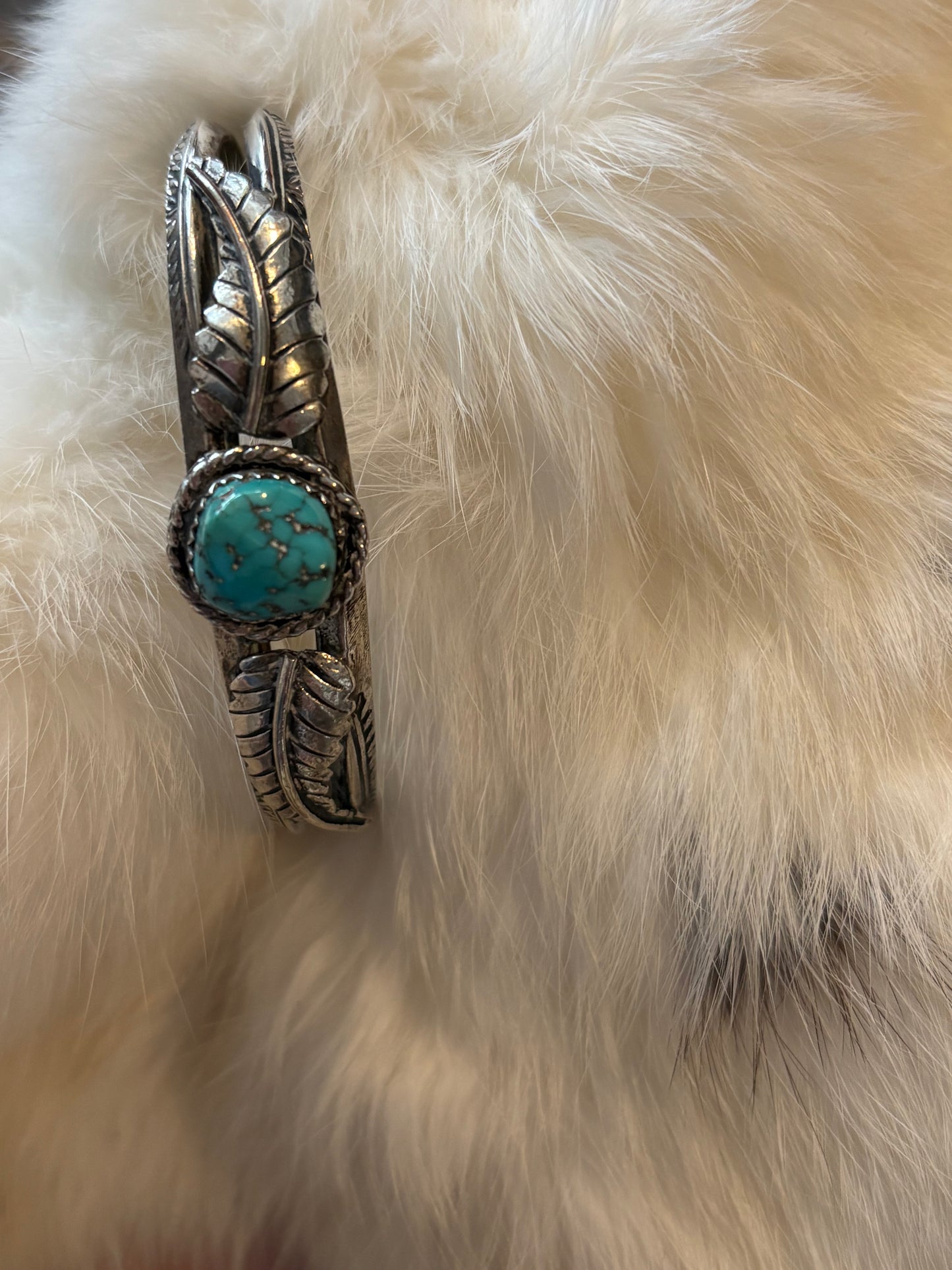 Silver flake turquoise cuff