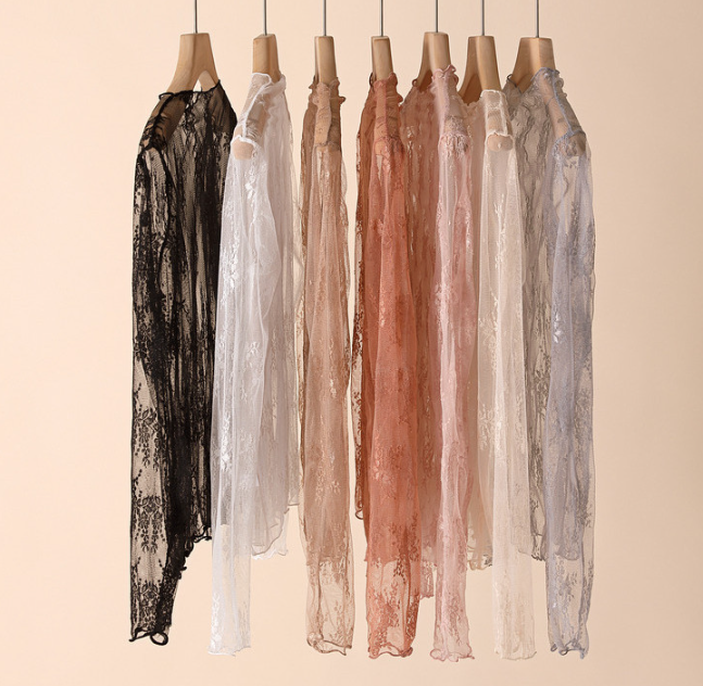 Semi Sheer Mesh Floral Lace