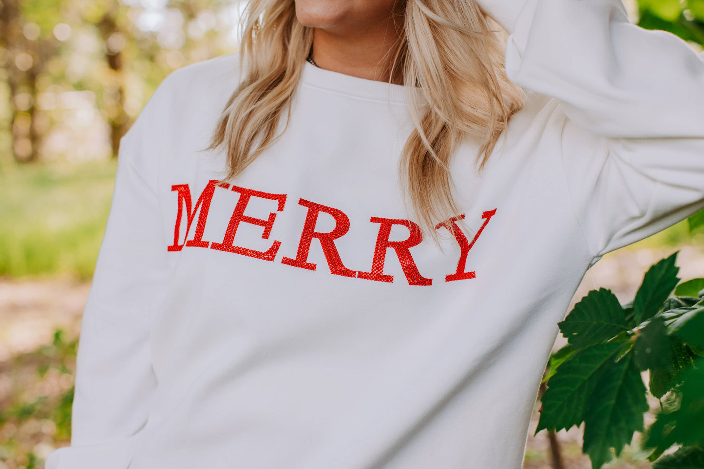 Merry Christmas Sequins engraved 3D Sweatshirt - Whit