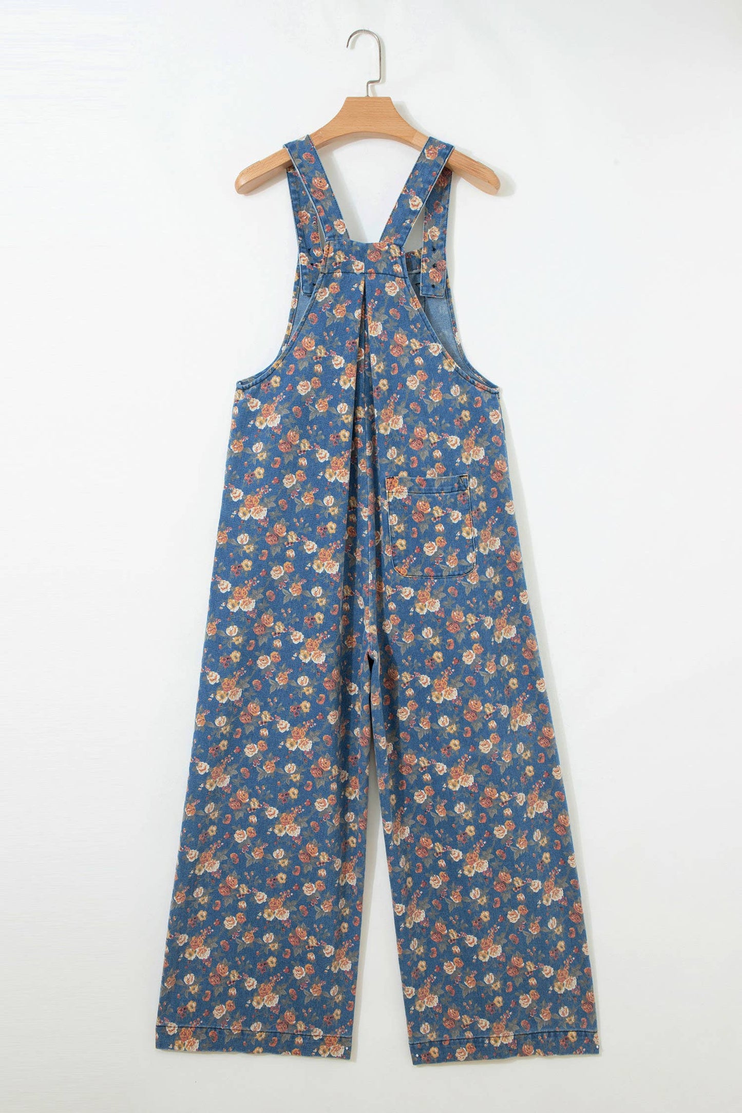 Vintage Floral Pleated Denim Overall