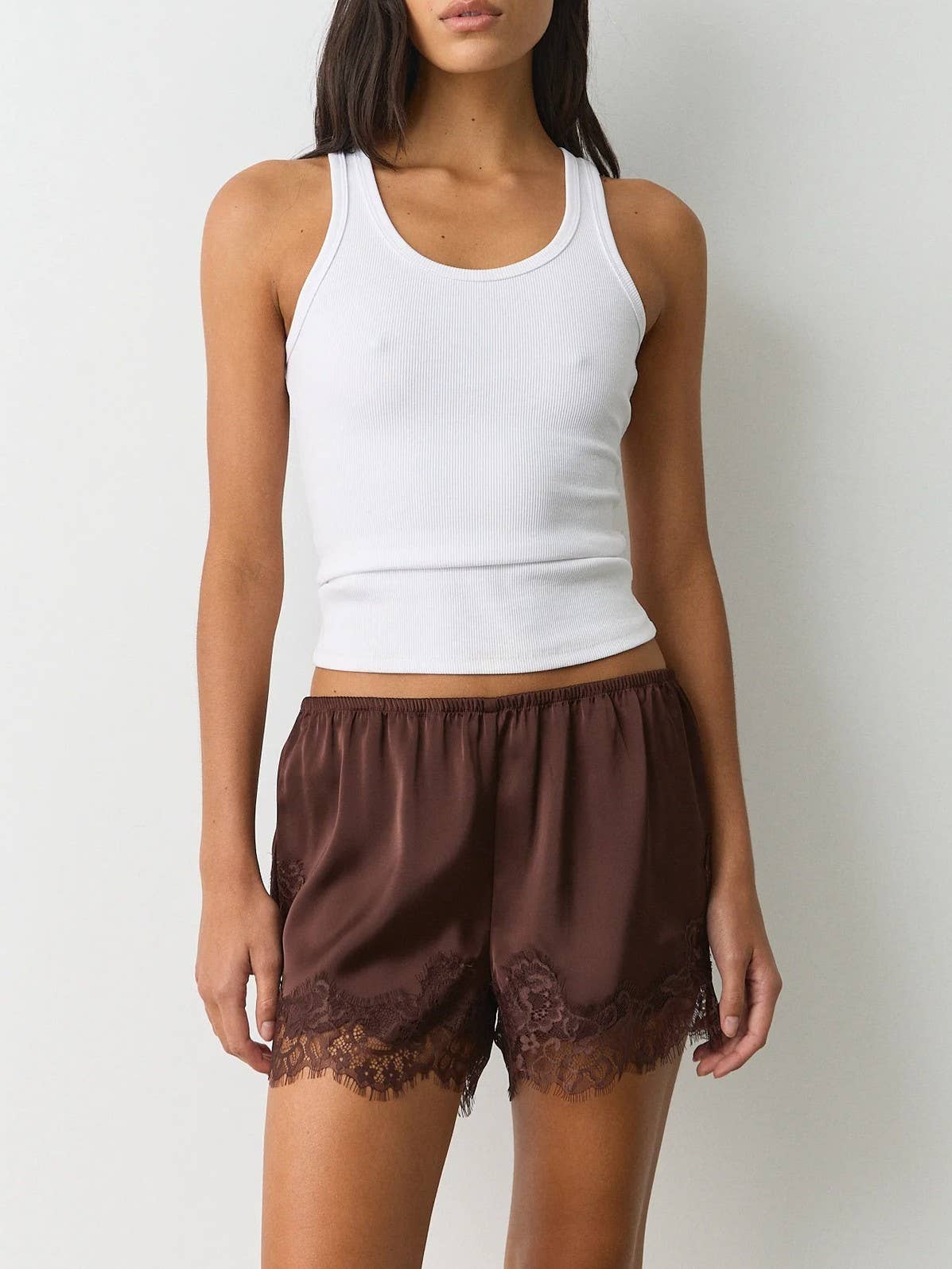 Satin Lace trim shorts
