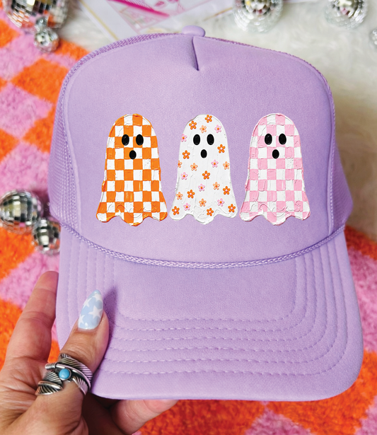 Cute Checkered Ghosts-  Foam Otto Truckers