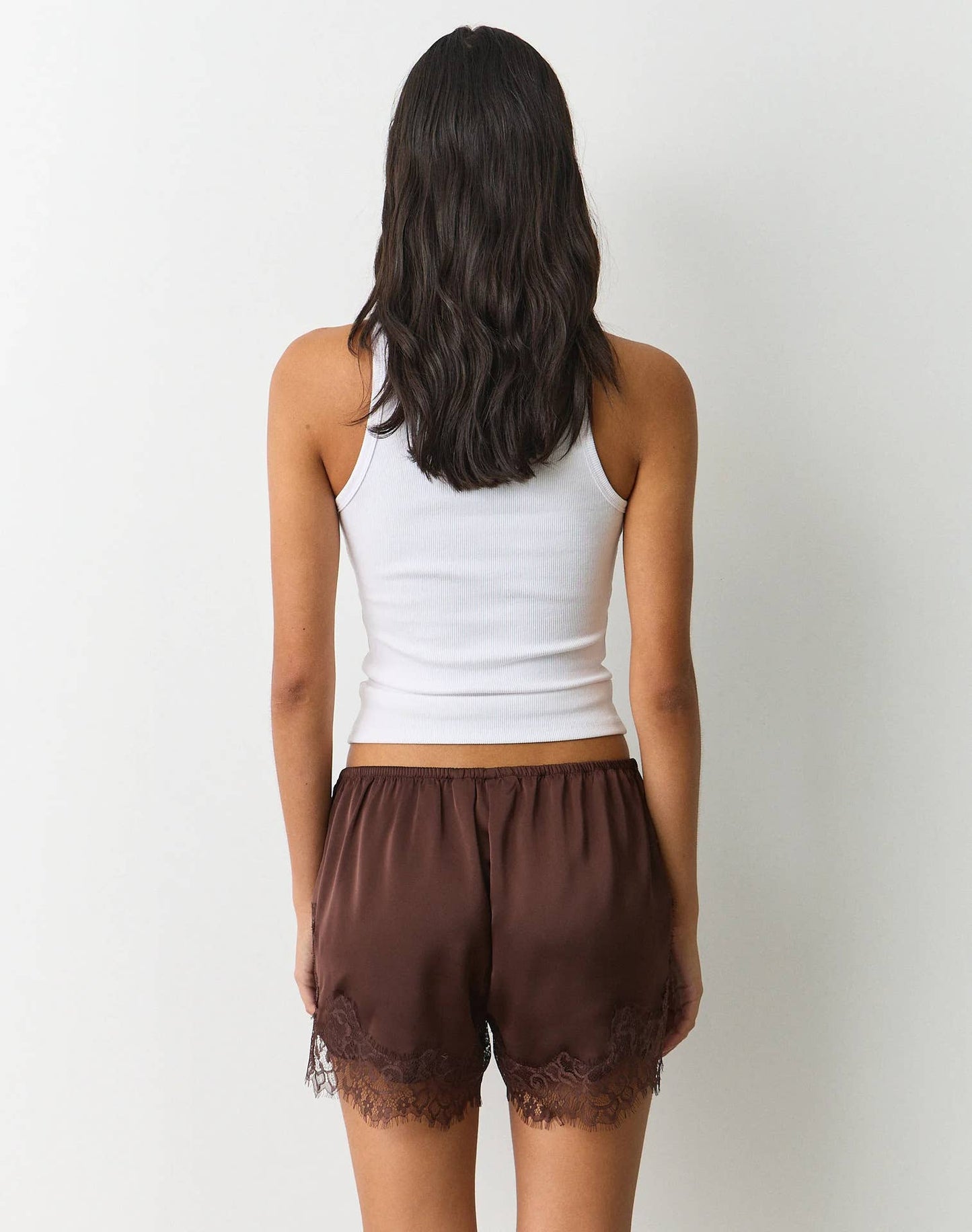 Satin Lace trim shorts